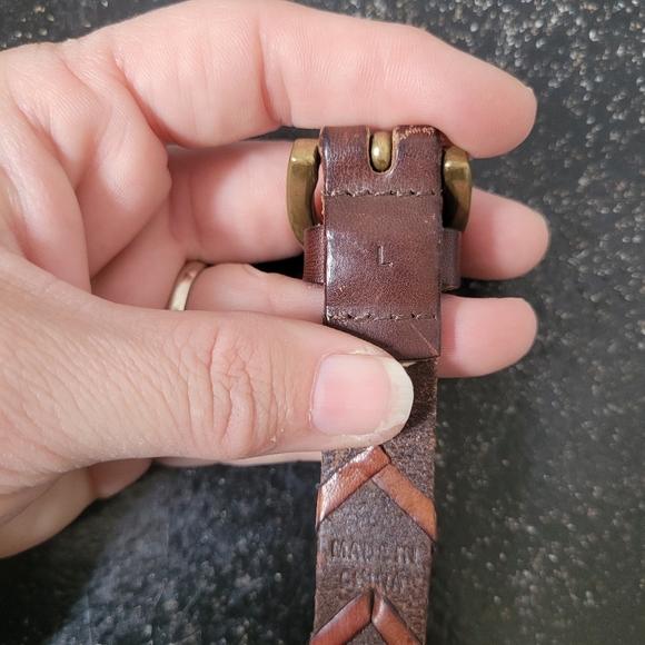 Lauren Ralph Lauren Braided Leather Belt with Brass Buckle - Picture 5 of 5